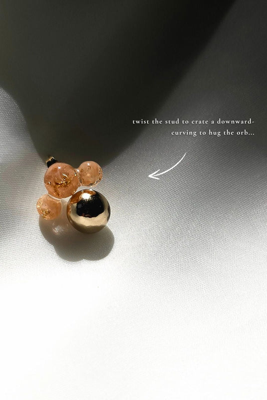 orange beige convertible drop earring with removable drop