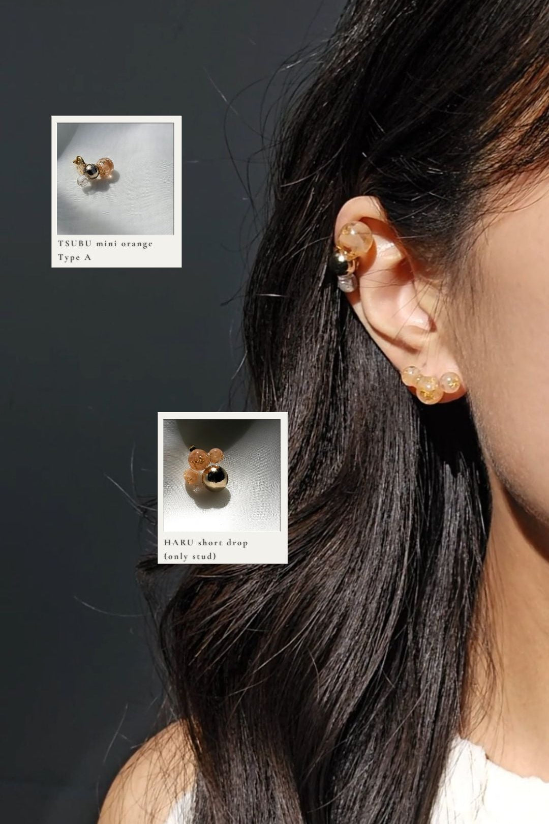 TSUBU mini orange / ear climber