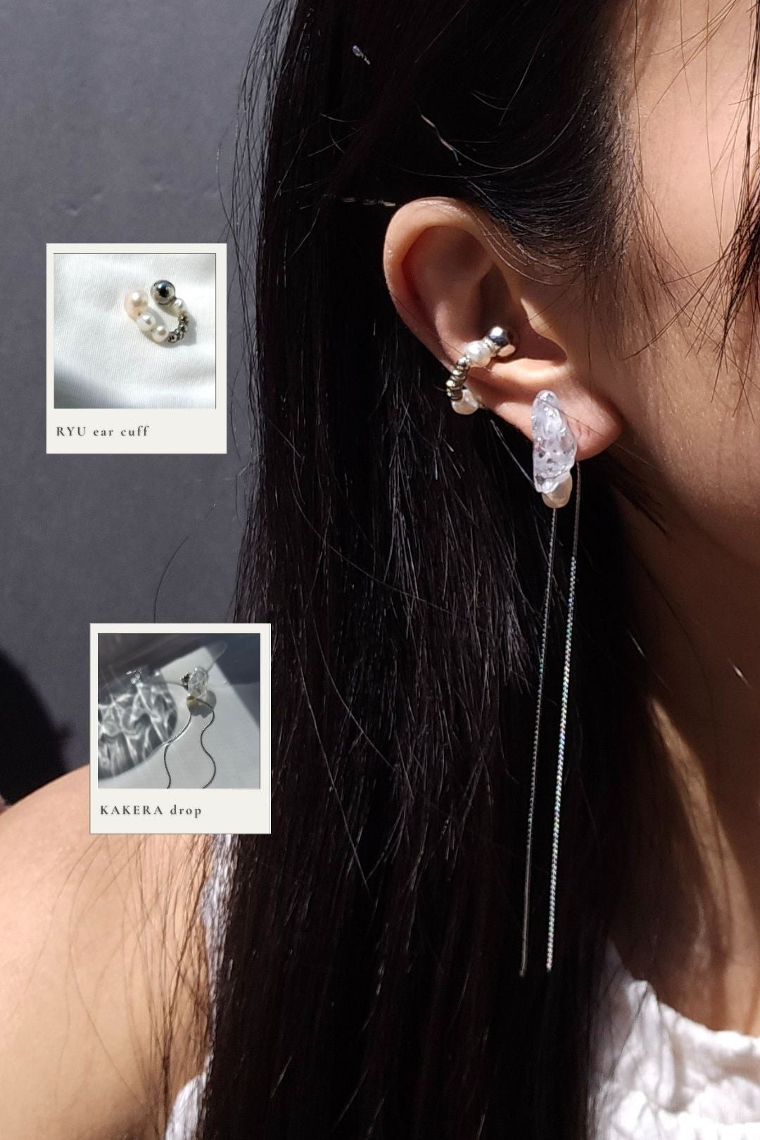 RYU - silver / reversible ear cuff