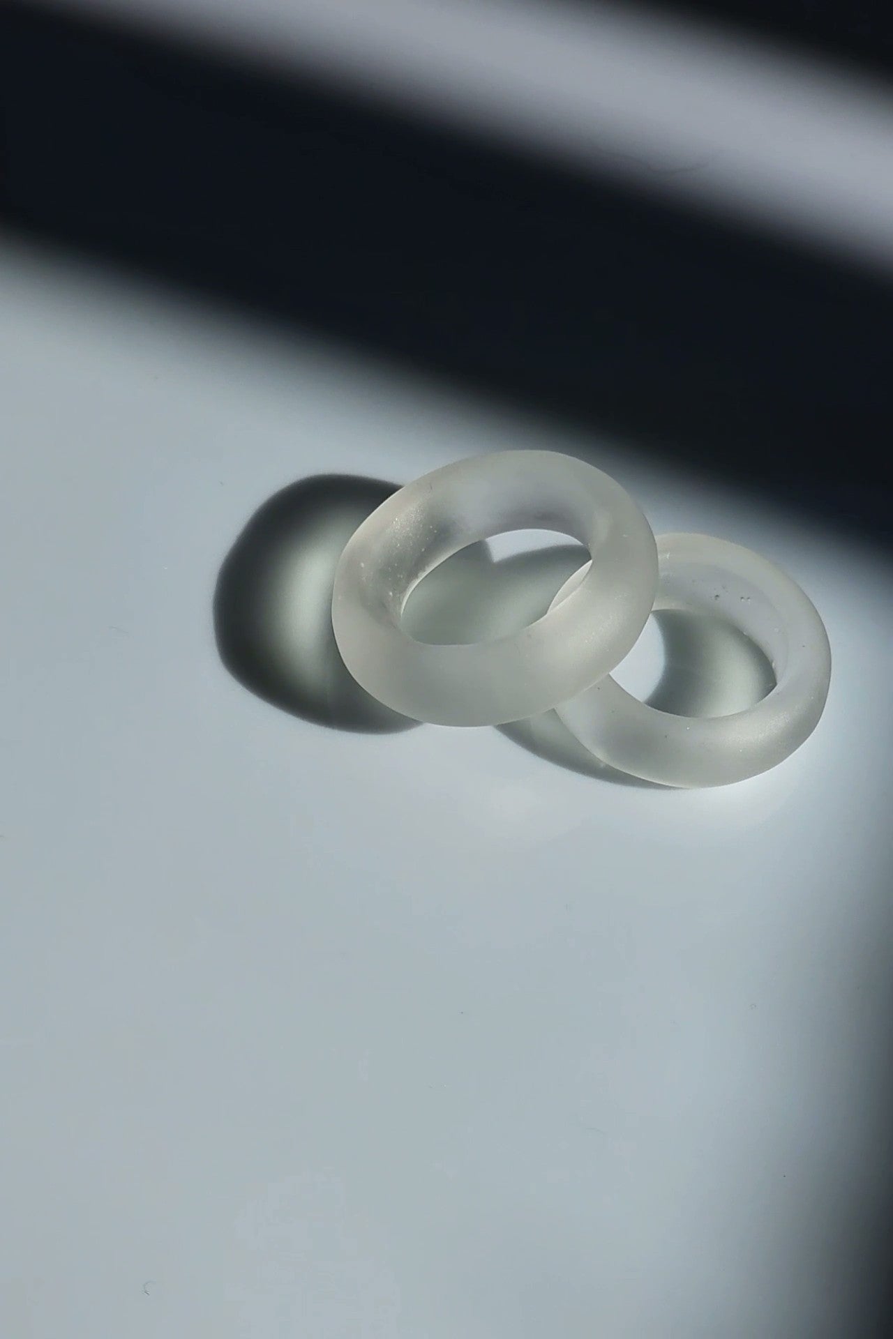 KIRI frosty matte ring with soft round shape, inspired by morning mist, minimal and serene design.