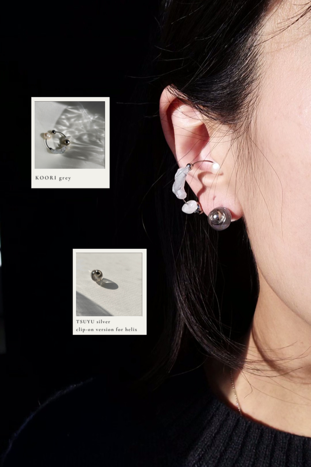KOORI - grey / multiway ring & ear cuff