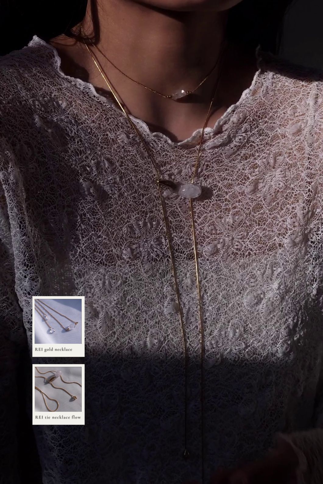 REI gold / tie necklace - flow