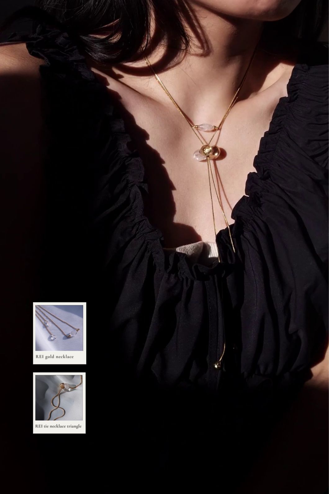 REI gold / tie necklace - triangle