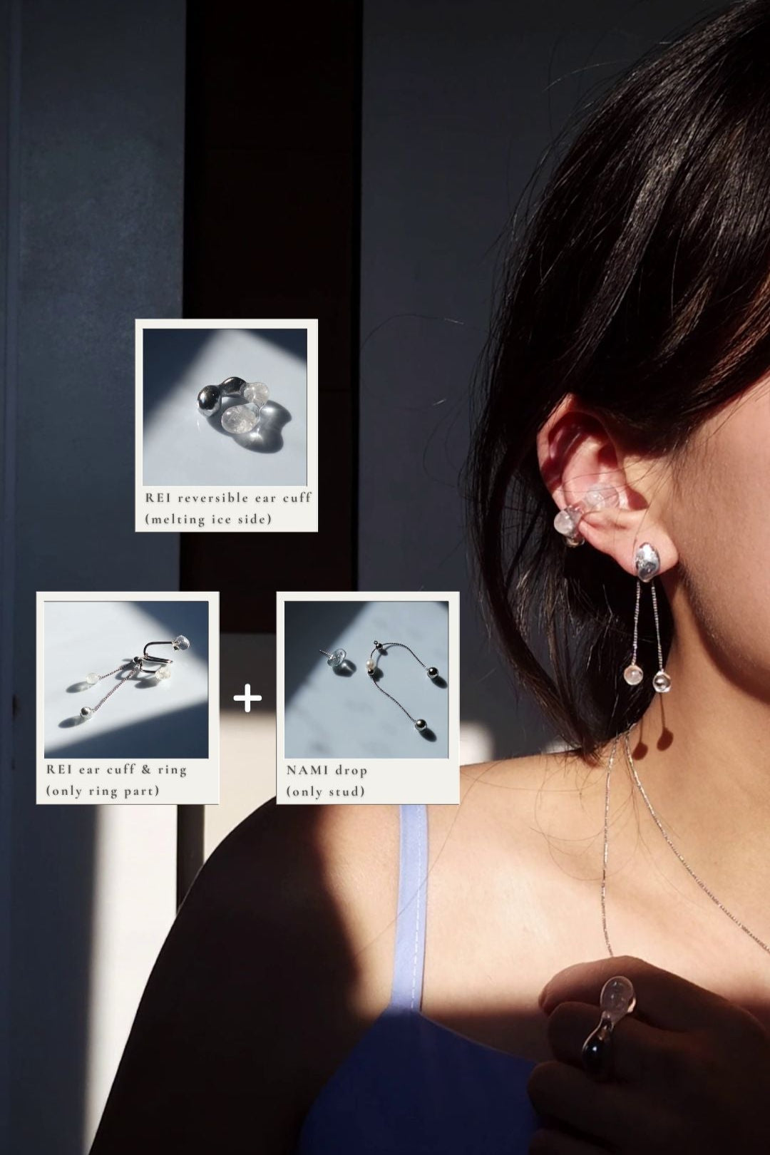 REI silver / multiway ear cuff & ring