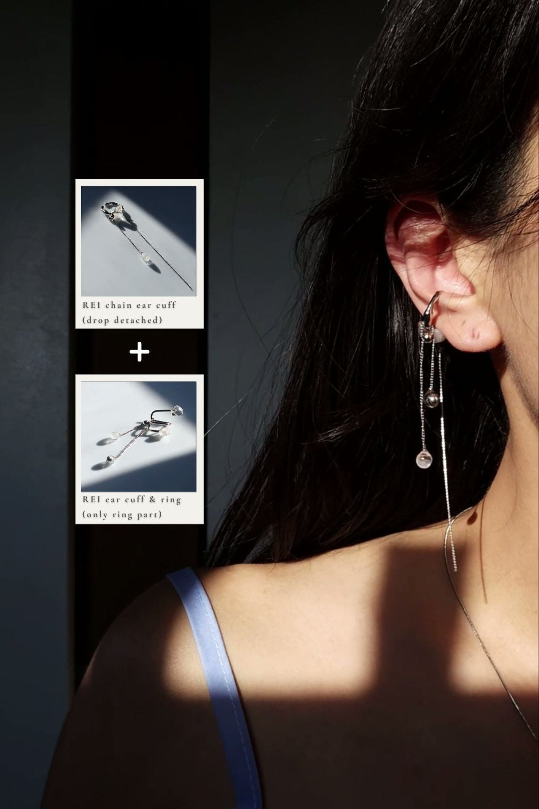 REI silver / multiway chain ear cuff