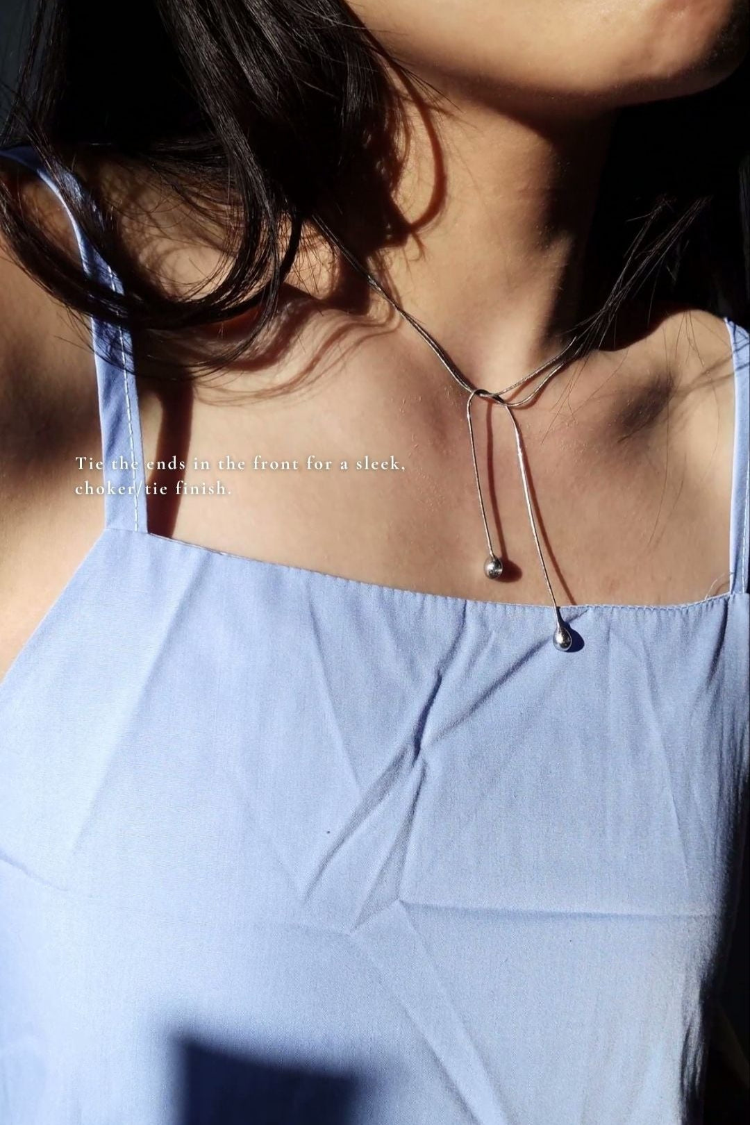 REI silver / tie necklace - flow