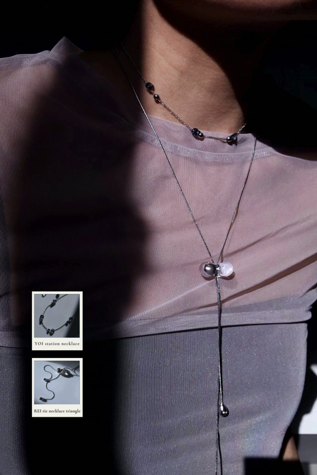 REI silver / tie necklace - triangle