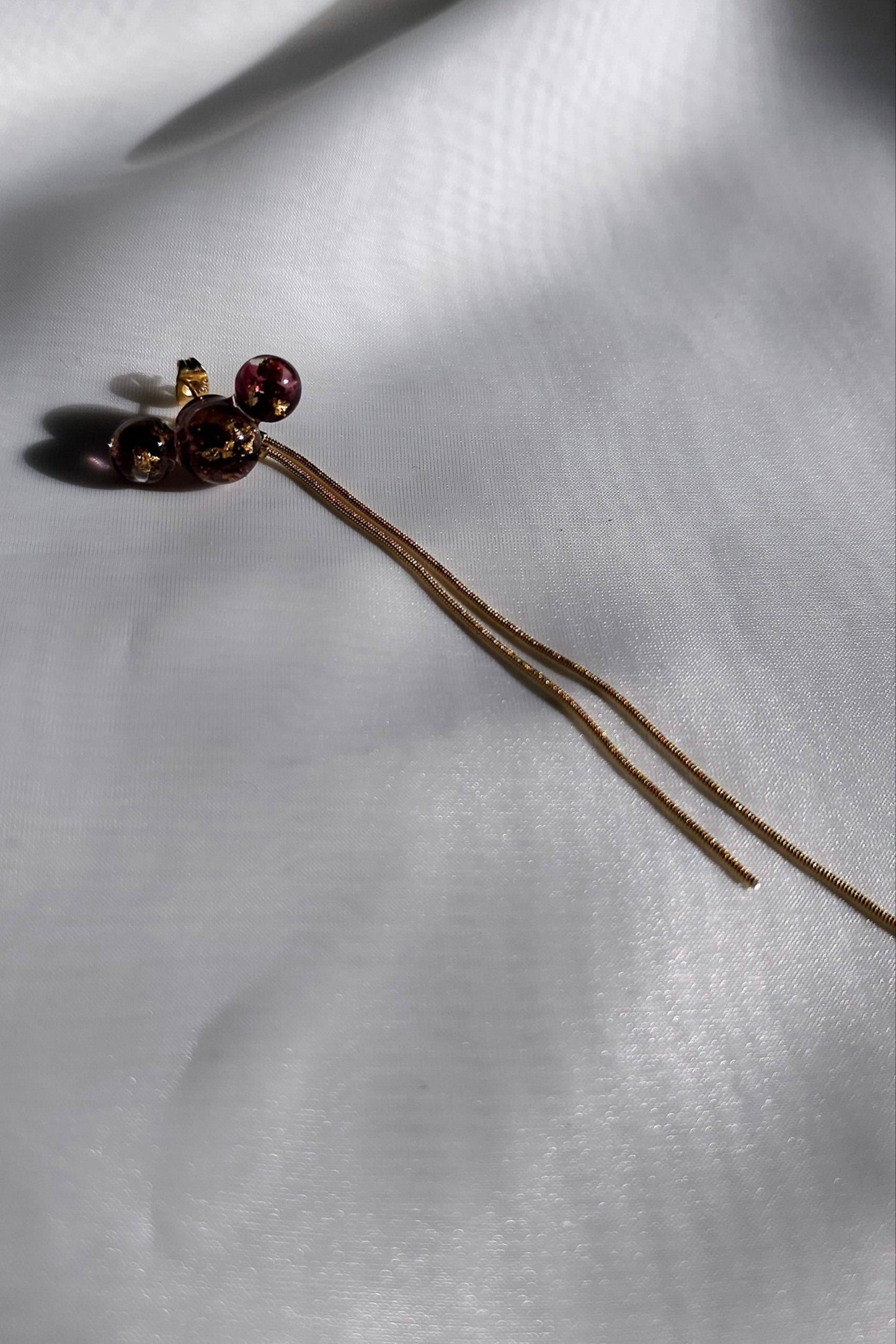 dark cherry convertible chain earring with removable chains