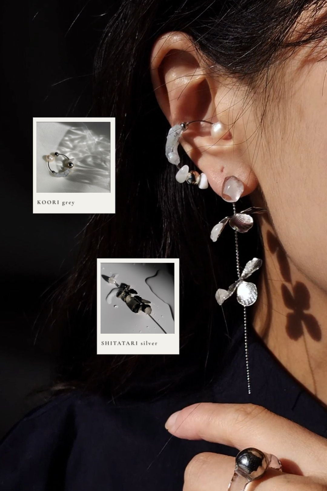 KOORI - grey / multiway ring & ear cuff