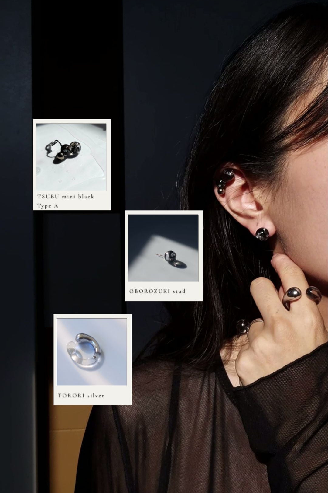 TSUBU mini black / climber & ear cuff