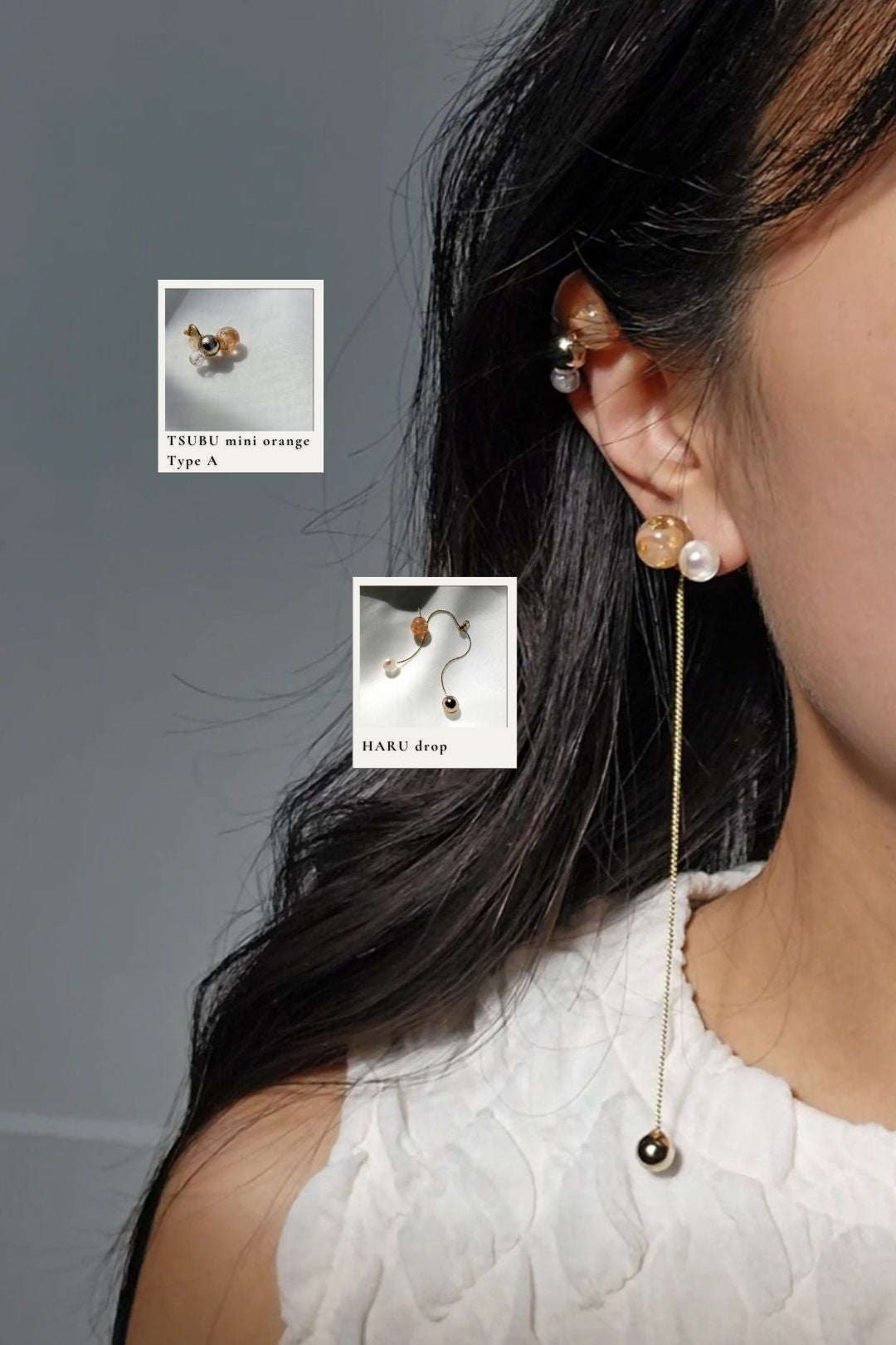 TSUBU mini orange / climber & ear cuff