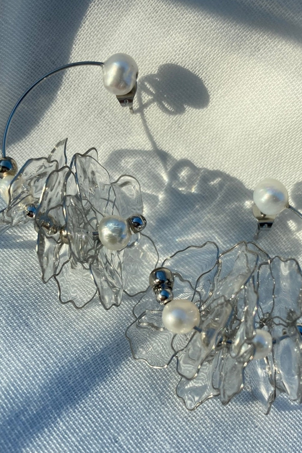 Rokka Clear Resin Petal & Freshwater Pearl Floral Earrings on Tag4