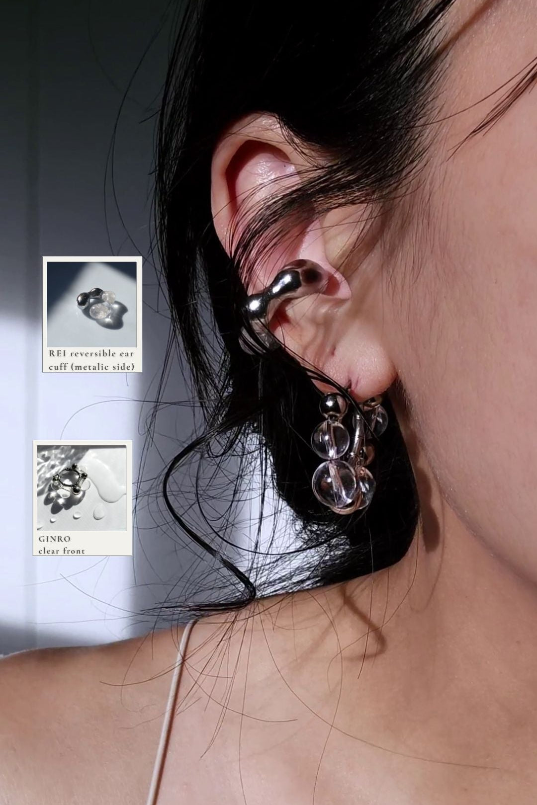 REI silver / reversible ear cuff