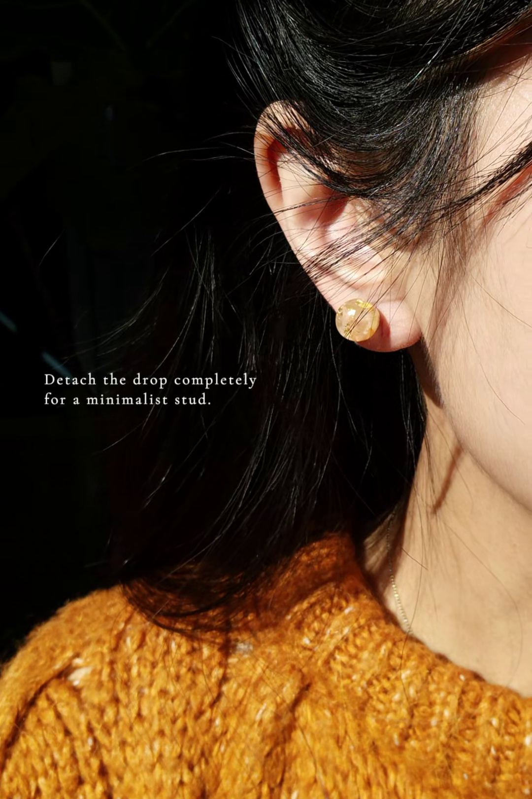 orange beige convertible drop earring only stud 