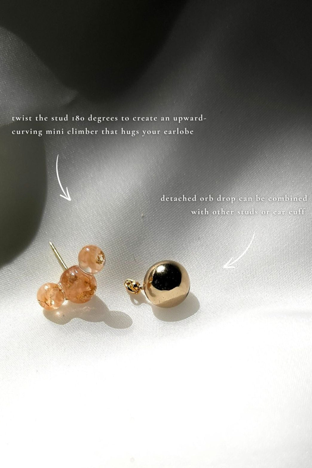 orange beige convertible drop earring with removable drop