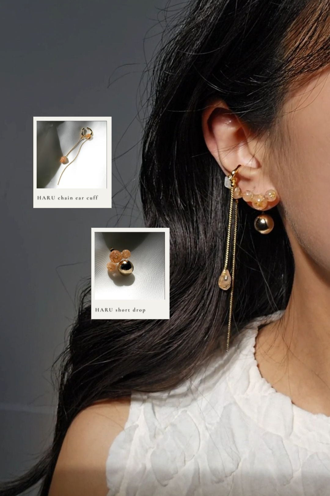 handmade orange convertible ear cuff and orange convertible earring