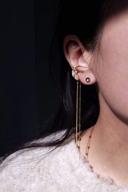 REI gold / multiway double chain ear cuff