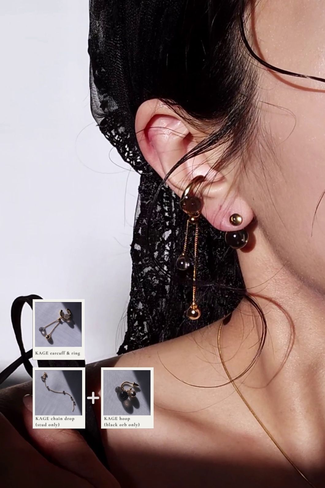 KAGE gold / ear cuff & ring