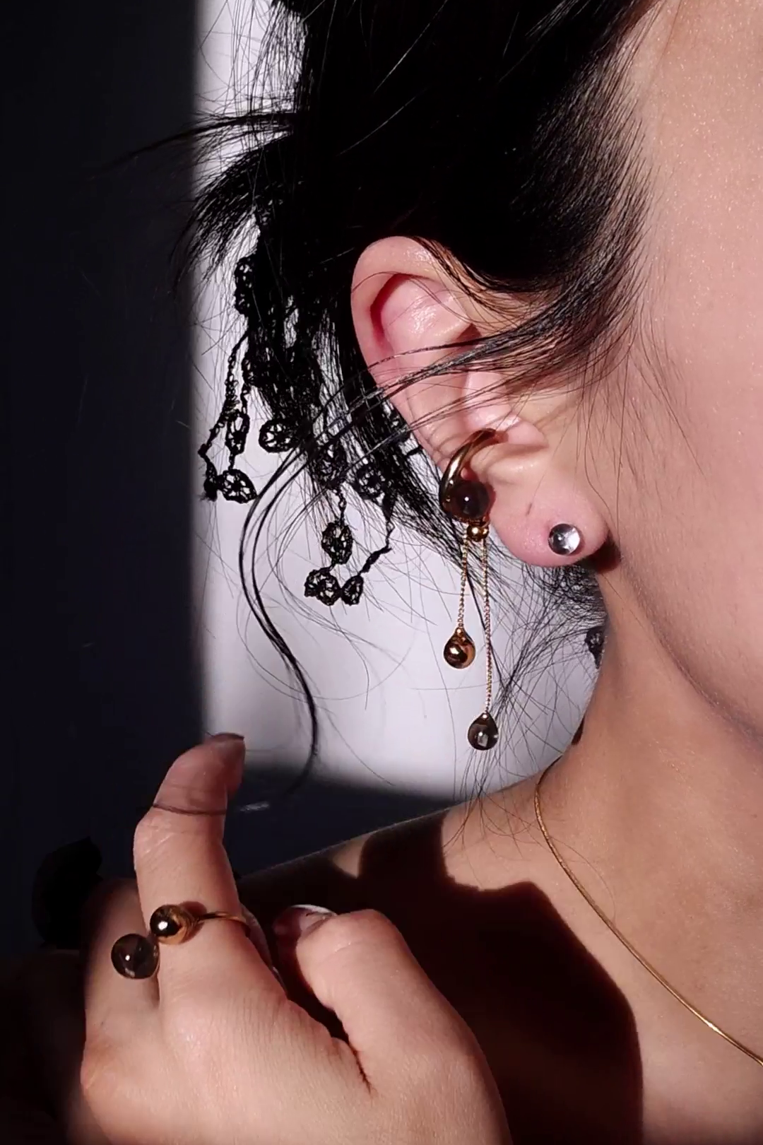 KAGE gold / ear cuff & ring