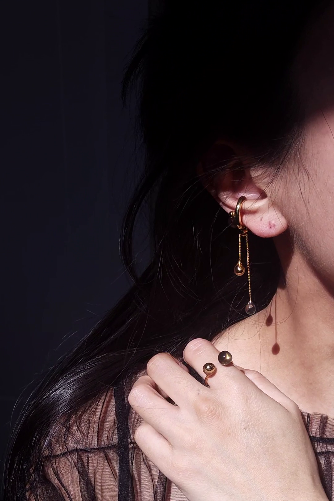 KAGE gold / multiway ear cuff & ring