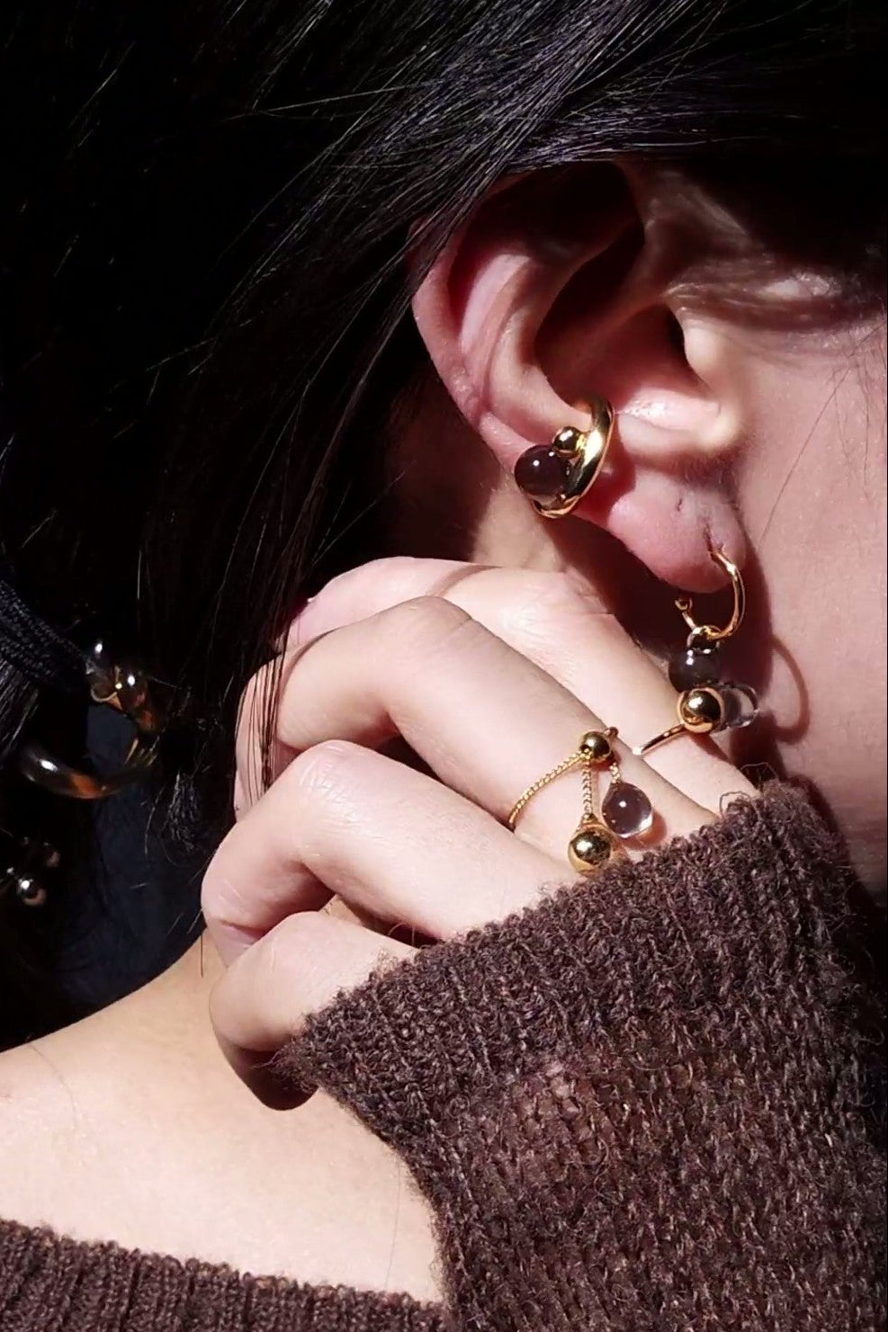 KAGE gold / multiway ear cuff & ring