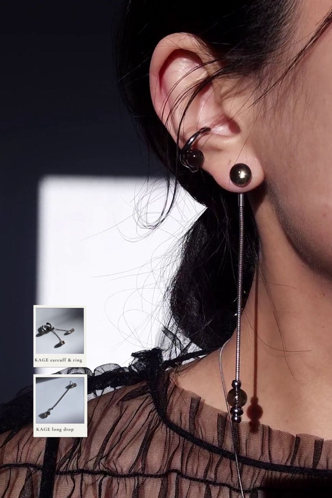 KAGE silver / ear cuff & ring