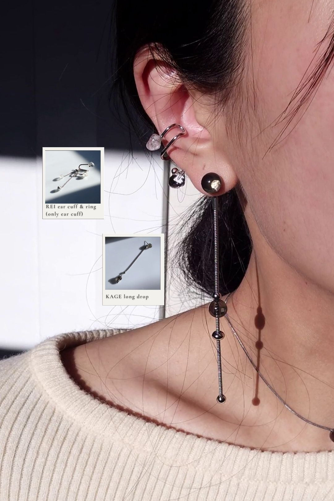 REI silver / multiway ear cuff & ring