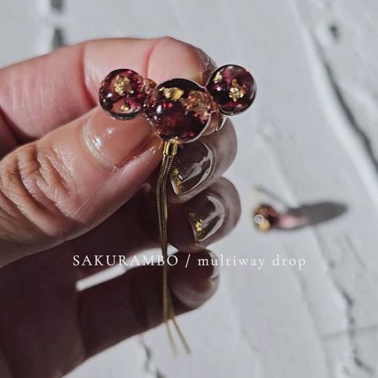 dark cherry convertible chain earring with removable chains
