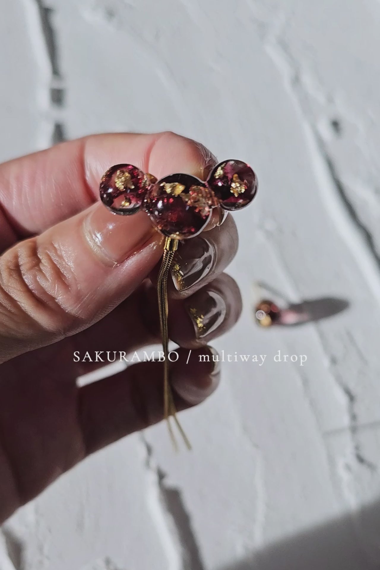 dark cherry convertible chain earring with removable chains