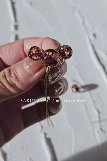 dark cherry convertible chain earring with removable chains