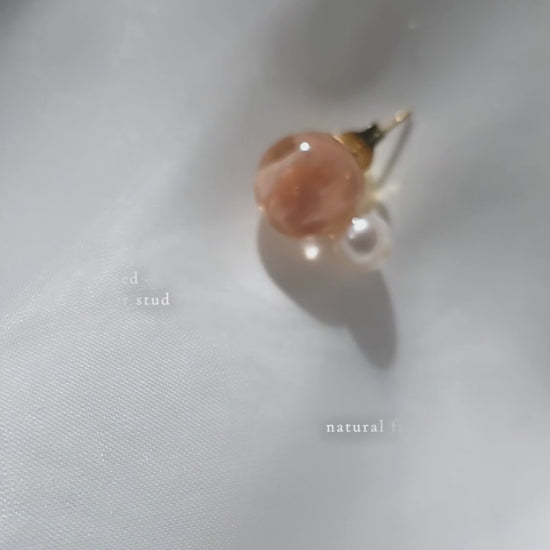 orange orb and pearl stud earring video