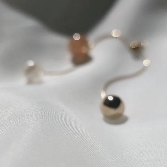 handmade orange beige convertible chain drop earring with removable drop video