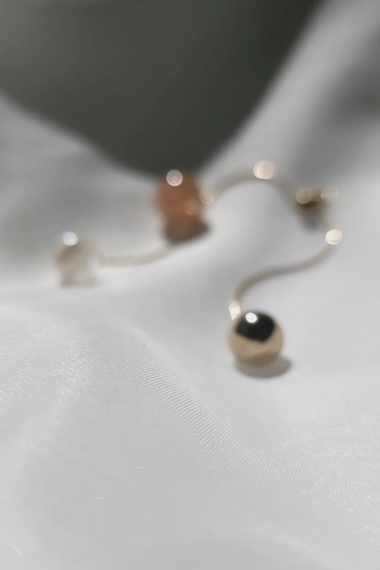 handmade orange beige convertible chain drop earring with removable drop video