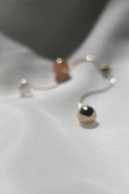 handmade orange beige convertible chain drop earring with removable drop video