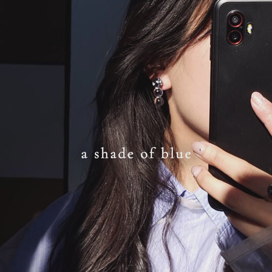 Mix & Match earring styling video featuring the SORA series—handcrafted blue orb earrings inspired by the sky, styled in multiple combinations.