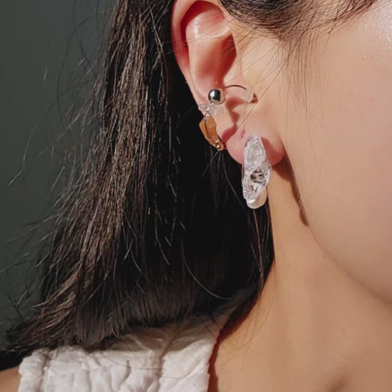 convertible clear earring with pearl stud only