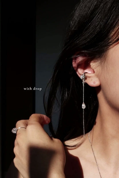REI silver / double chain ear cuff