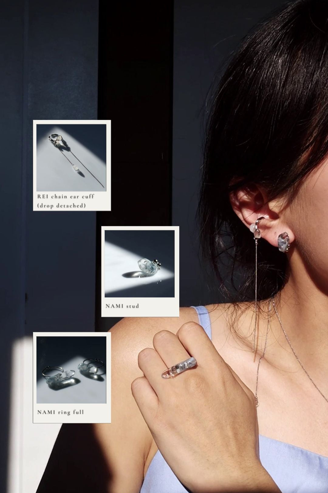 REI silver / multiway chain ear cuff