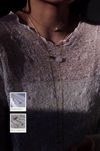 REI gold / tie necklace - flow