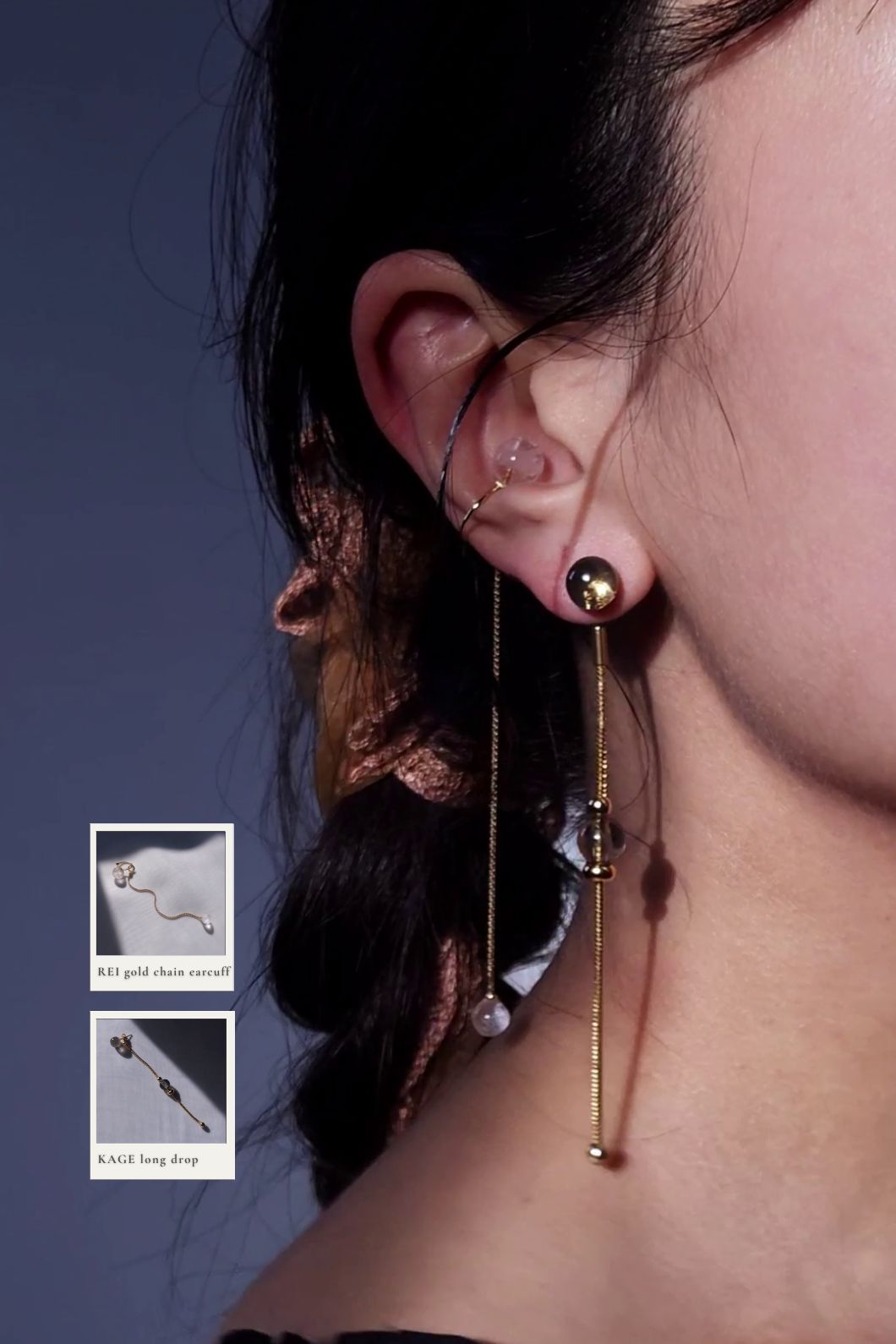 REI gold / chain ear cuff