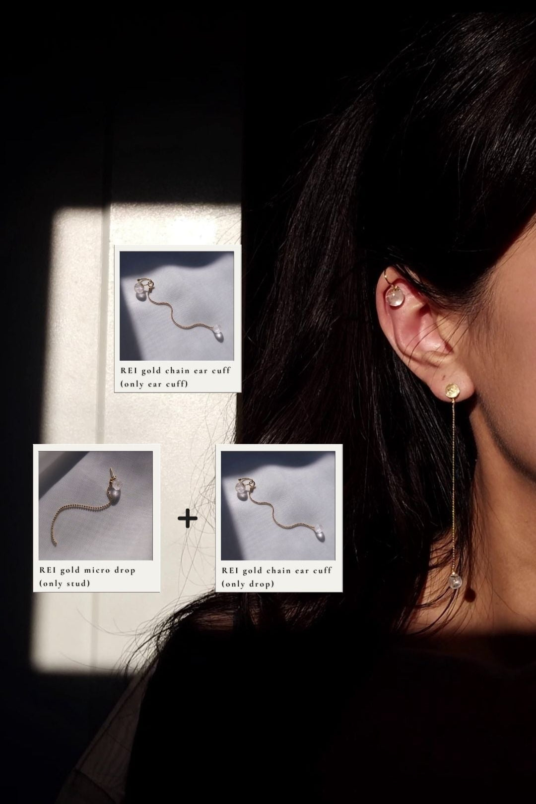 REI gold / multiway chain ear cuff
