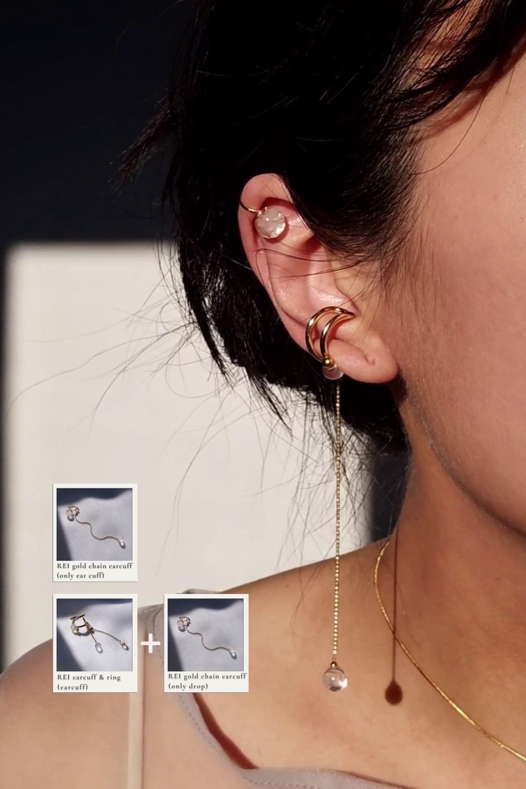 REI gold / chain ear cuff