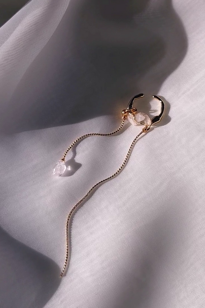 REI gold / multiway double chain ear cuff