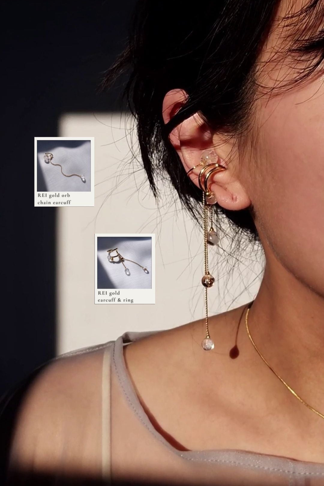 REI gold / multiway chain ear cuff