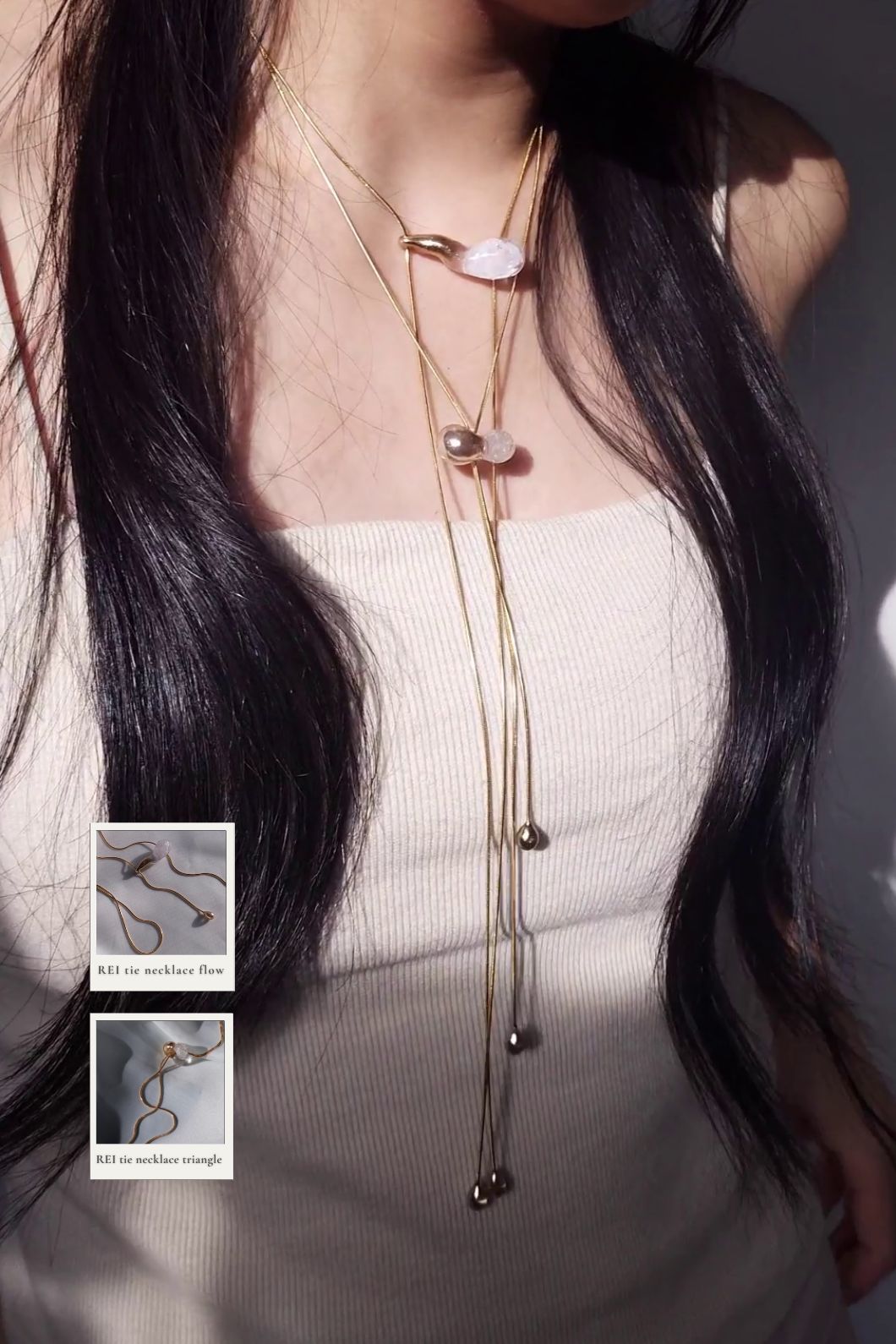 REI gold / tie necklace - triangle