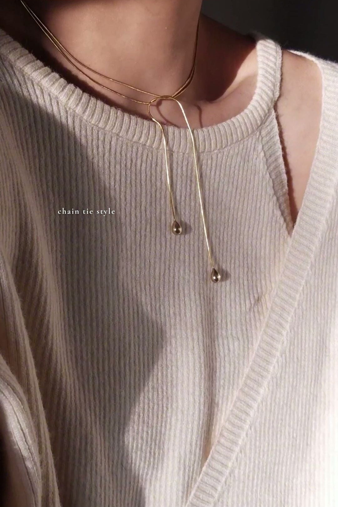 REI gold / tie necklace - flow