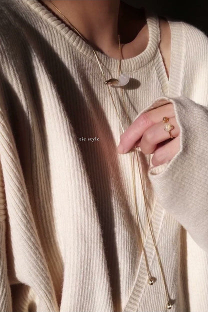 REI gold / tie necklace - flow