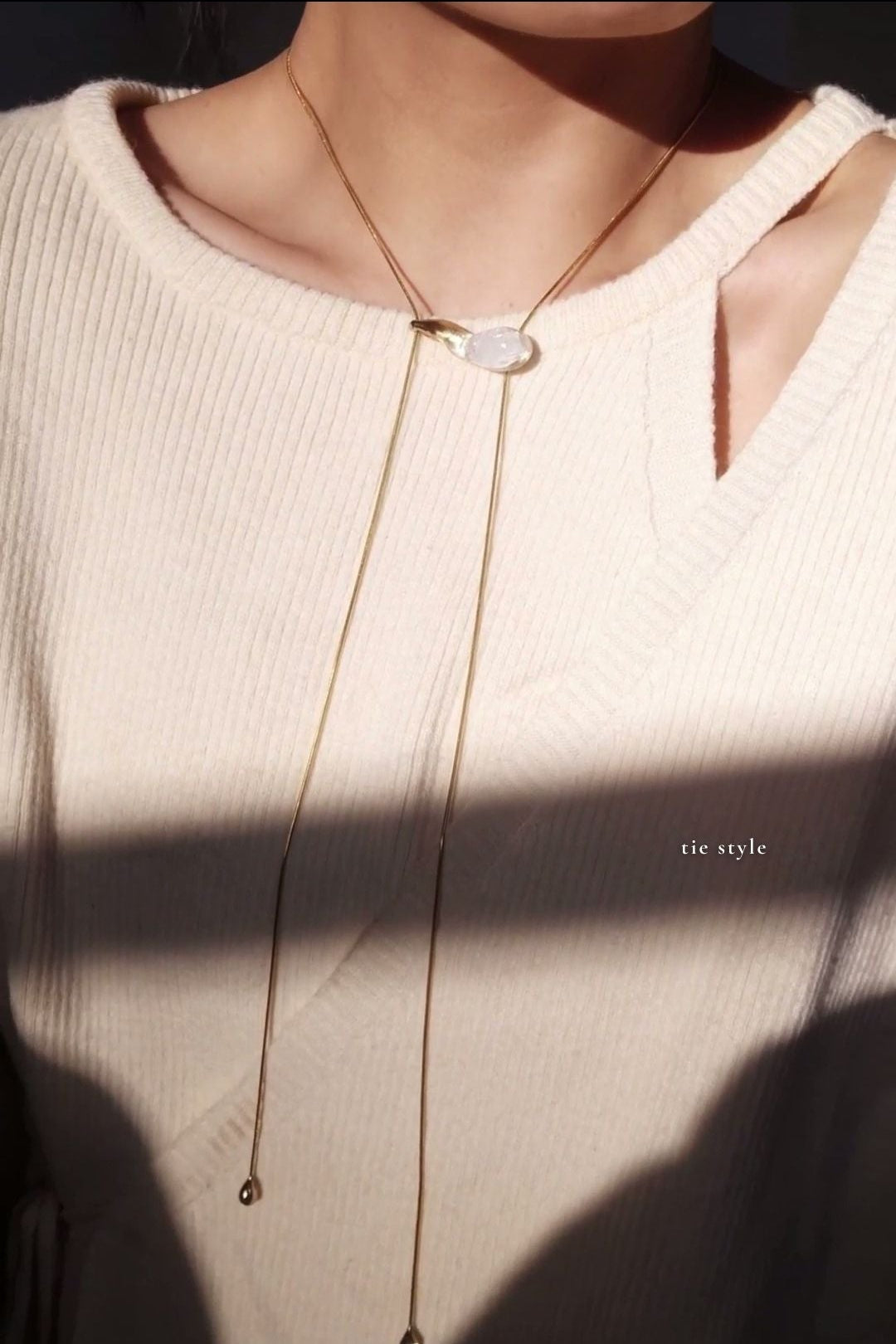 REI gold / tie necklace - flow