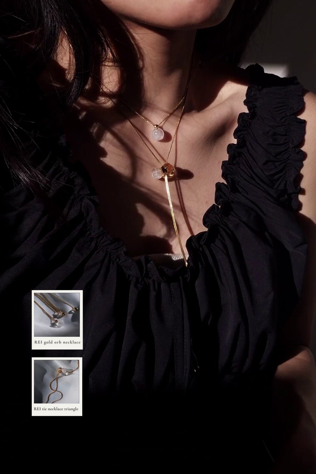 REI gold / tie necklace - triangle