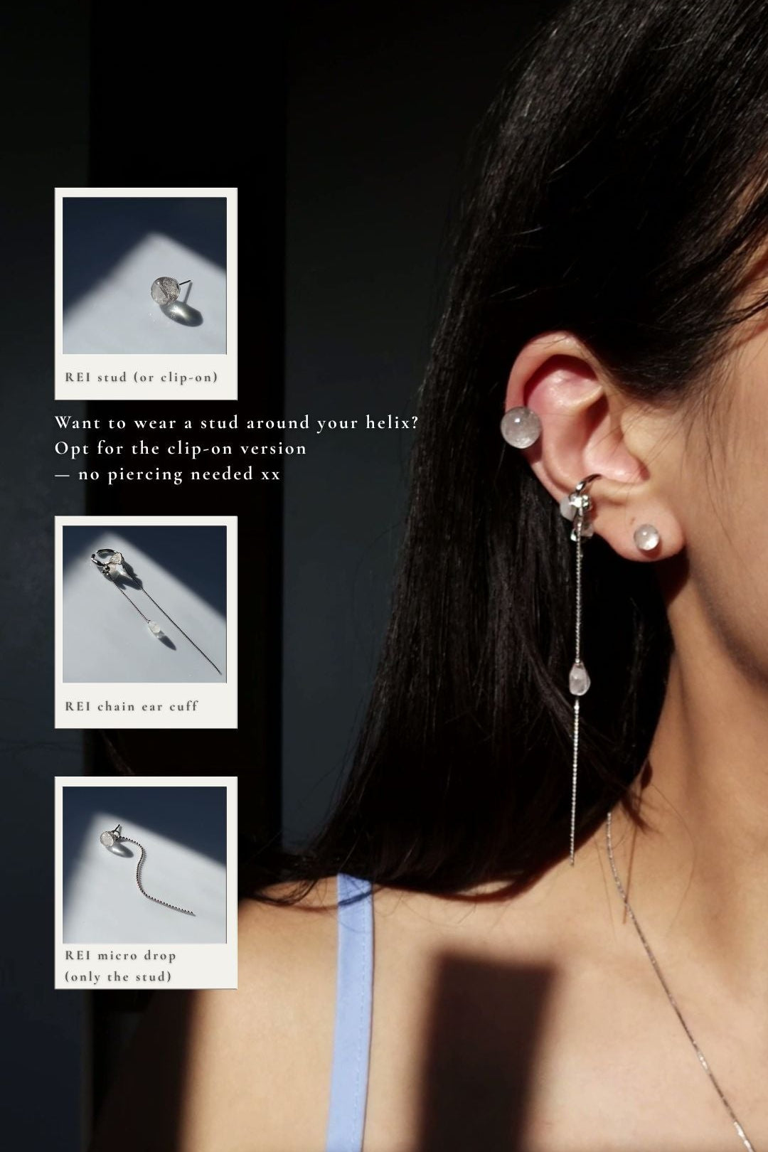 REI silver / multiway chain ear cuff